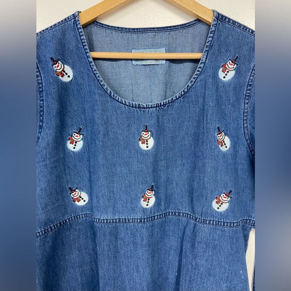 Jane Ashley Vintage Denim Maxi Dress Snowman - Picture 4 of 9
